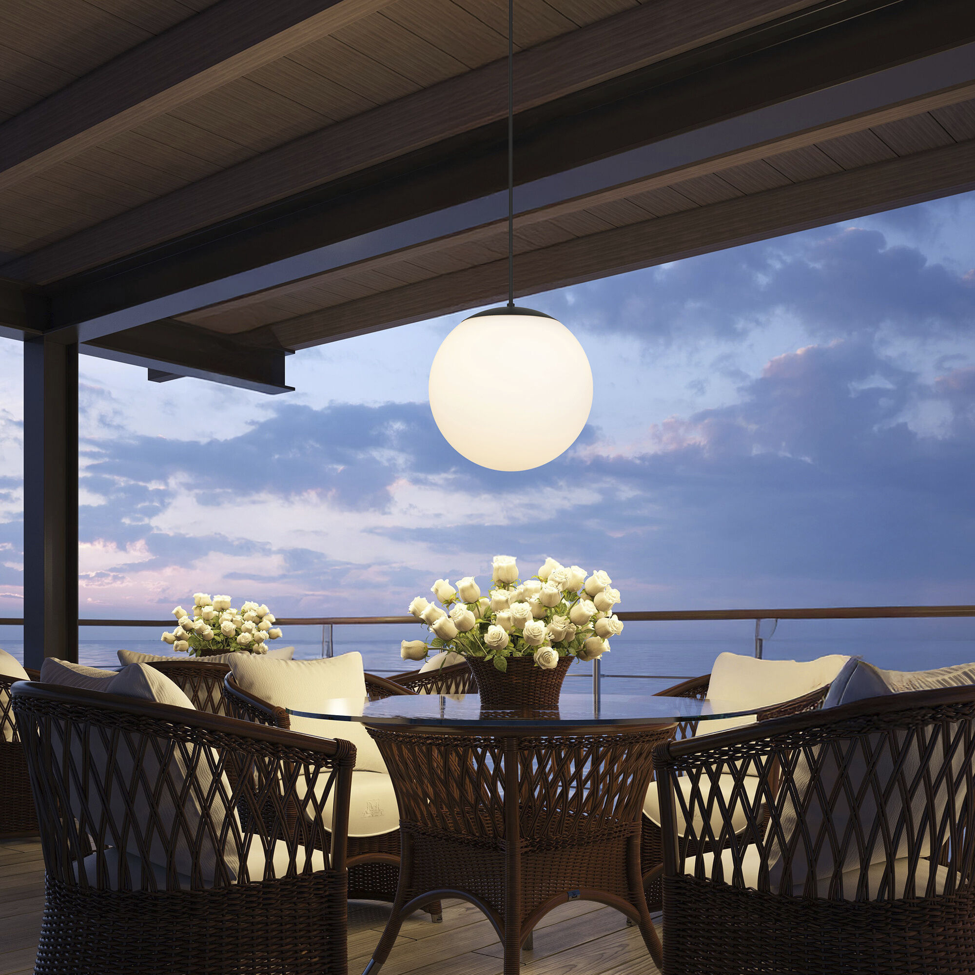 Rondure LED 18 inch Sand Black Outdoor Pendant